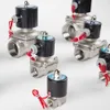 Roestvrijstalen elektrische solenoïde 1/4 "3/8" 1/2 "3/4" 1 "Normaal gesloten pneumatisch voor waterolie Luchtgas 12V / 24V / 220V / 110V 210727