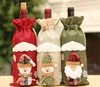 Creativo cartone animato regalo di Natale Copri bottiglia di vino in lino Porta borse Decorazioni per l'anno per la decorazione della tavola da pranzo per feste in casa