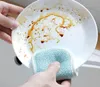 魔法の布の両面スポンジの洗練されたキッチンの清掃ツールブラシ拭きパッド除染食器タオルRRE12347