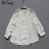 MSFIANCY Spring Silks en satijnen vrouwen wit plus size single-breasted lange mouw shirt mujer casual blusas tops 210604