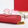6 가지 색상 선글라스 디자이너 UV400 반짝이는 디자인 프레임리스 남성 여성 패션 allmatch 편광 햇볕 선 (Box323T)