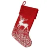 NEWBas de Noël en laine tricotée 42cm * 19cm Chaussettes de Noël larges Objets décoratifs de cheminée rouge LLD11182