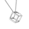 Simple Square Hollow Cube Charm Pendant Necklace in Stainless Steel, 3D Cube Necklace, Hollow Cubic Pendant Necklace, Geometric Jewelry, Minimalist Necklace