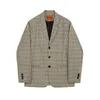 IEFB Mäns Två Pieid Plaid Suit Höst Loose Korean Blazers Coat + Wide Stright Pants Casual Fashion Sets för Man 9Y4229 210524