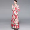 Fashion Sphaghetti Strap Beach Long Dress Women's Off Shoulder Elastic Waist Floral Print Ruffles Boho Party Sundress 210529