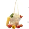 Corde réutilisable Sac à provisions Fruits Légumes Eco Sac d'épicerie Sac de rangement Shopper Fourre-tout Mesh Net Tissé Coton Sacs de rangement RRB12401