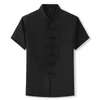 プラスサイズ7xl 8xl 10xl夏の唐スーツメンズ半袖シャツ中国の伝統的な4色緩いカジュアルな男性のカンフーシャツ210714