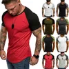 T-shirt muscolari da uomo T-shirt estiva a maniche corte in jersey atletico palestra slim fit top 210706