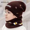 2pcs stickad hatt ring halsduk set barn turban beanie bomull ull keps barn flickor pojkar elastisk höst vinter mjuk håll dig varm