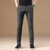 Autumn Men's Slim Stretch Casual Pants Business Fashion Solid Color Trousers Male Brand Black Navy Blue Gray 210715