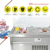 Free shipment ETL CE Kitchen Single round pan 6 cooling tanks instant thai fry roll ice cream sanck food machin