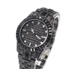 Novo relógio colorido hip hop de alta qualidade, aço inoxidável 316l, capa com pulseira de cristal de diamante completo, relógios de pulso de quartzo pu306b