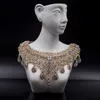 Retro afrikanskt uttalande smycken uppsättningar guldfärg halsband örhängen uppsättning för kvinnor brud bröllopsfest presentera prom tillbehör