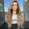 13x4lace frontal peruk parlak uzun süper dalgalı kül sarışın renk 180density brezilya remy insan saç perukları vurgu 13x6 dantel ön preplucked saç çizgisi tam lacewig