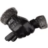 schwarze leder-touchscreen-handschuhe