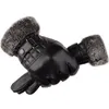 schwarze leder -touchscreen -handschuhe