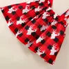 2Pcs Toddler Christmas Outfits Reindeer O-Neck Long Sleeves T-Shirt Plaid Suspenders Skirt for Girls G1026