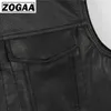 Heren Vesten Zogaa Mens Vest Biker Motorfiets Hiphop Vaillon Mannelijke Faux Lederen Punk Jassen Solid Black Spring Mannen Mouwloze PU