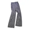 Summer Women Fashion Pleated Houndstooth High Waist Wide Leg Pants Loose Elastic Casual Trousers Free 210527