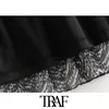 TRAF Women Chic Fashion Animal Print Mini abito pieghettato Vintage Collo alto Vedere attraverso la manica Abiti femminili Abiti 210415