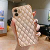 Lambskin 6d geëlektroplateerde roostercamera Lensbeveiliging Cases Soft TPU -cover voor iPhone 13 12 11 Pro Max XR XS X 8 7 6 Plus Samsung S21 S22 Ultra A12 5G A32 A42 A52 A72 A02S