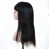 Braziliaanse rechte pruiken van echt haar met pony Geen kant Machinegemaakte pruik voor vrouwen 824 inch natuurlijke kleur6083970