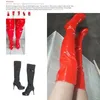 Mode Oberschenkel Hohe Stiefel Frauen Plattform Herbst Winter Über Knie Stiefel Sexy High Heels Rot Weiß Fetisch Schuhe Frau Plus größe 48 211021