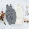 2021 0-24m Infantil Bebé Menino Jumpsuit Knited Tops Manga Sólida Backless Romper Inverno Outono Macacões One Piece G1221