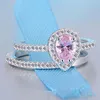 Original Solid 925 Sterling Silver Two Rings Sets Shine 7mm Zircon Wedding Engagement Ring For Women Fashion Jewelry Gift Box J039051921