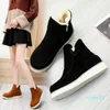 Boots Anti-ski Winter Women's Snow Round Toe Ankle Warm Plush Black Beige Brown Flats Shoes Female Slip-On