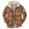 Men's Jackets Men Retro Vintage Spring Winter Long Sleeve Plaid Shirt Jacket For Checked Coat Overcoat Hooded Pocket