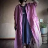Johnature Kadınlar Vintage Uzun Siper Rami Keten Mont Sonbahar Gevşek Pembe Çin Tarzı Siper Retro Rahat Açık Dikiş 210521