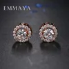 Emmaya Fashion Prong Setting CZ Crystal White / Rose Gold Color Stud Earrings Jewelry For Women Boucle D'oreille