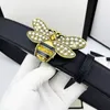 Belts for Women men Designer 38cm bee diamondstudded alloy big buckle black fashion luxury brand leather belt4736137