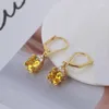 Hoop Huggie kleine sprankelende ingelegde vierkante gekleurde diamant eenvoudige mode oorbellen