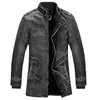 High Quality Leather Jacket Men Slim Warm Washed Leather Motorcycle Biker Jackets Standing Collar Coat Plus size 4XL Long Parkas P0813