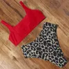 Sexy Bikini 2021 Leopard Bathing Suit High Waist Swimsuit Push Up Plus Size Beachwear Bandage Swimwear Women Hot Bandeau Biquini X0522