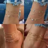 Ankjes zomer boho vlinder enkeldlet voor vrouwen goud meerlagige kristallen enkel enkelband voetketen been strand accessoires sieraden sieraden