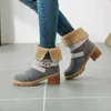 冬のハイヒールのマーチンブーツ女性の新しいファッションの暖かい豪華な女性の靴ベルトバックルチャンキーヒール短い女性足首