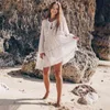 Tuniken für Strand-Badeanzug, Damen-Badebekleidung, weißes Kaftan-Kleid, Saida de Praia #Q1056 210420