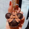 Mouse Design Car Keychain Flower Bag Pendant Charm Jewelry Keyring Holder For Women Men Gift Fashion PU Leather Animal Key Rings Accessories