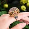 Trendiga Glänsande Luxury Gorgeous Big Round Ringar För Kvinnor Bröllop Kubik Zircon Engagement Dubai Naija Bridal Finger Ring 2021