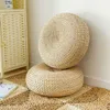 1 pz Pouf rotondo in paglia naturale Cuscino Tatami da pavimento per meditazione Tappetino yoga Sedia in stile giapponese 211203