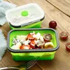 4 PCS Silicone Lunch Box Portable Bol Coloré Pliant Récipient Alimentaire Lunchbox 350/500/800/1200ml Écologique 211108