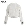 Costumes pour femmes Blazers NSZ femmes blanc rayé recadrée Blazer 2021 élégant Chic veste courte dames manteau vêtements d'extérieur