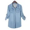 Design Femme Shirt Denim Femme Chemise Spring Ladies Casual Long Long Man Sheeve Bleu Shirts Femme Blouses Moue mince Camisa VÉTÉM