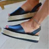 Sandals 2021 Fashion Design Women's Flat Shoes Straw Woven Wedge Casual Wear Solid Color 34-43 Size