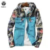 Ruelk Spring and Autumn Herrens mode Casual Floral Hooded Long-Sleeved Jacket Mäns Jacka Cool Windbreaker M-5XL 210819