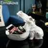 Ermakova Kolorowa żywica Hippo Statua Zwierząt Figurka Home Office Decoration 210607
