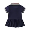 Baby Girls Dress Short Sleeve Pleated Shirt Skirt Children Casual Designer Clothing Kids Clothes253O57177738493597